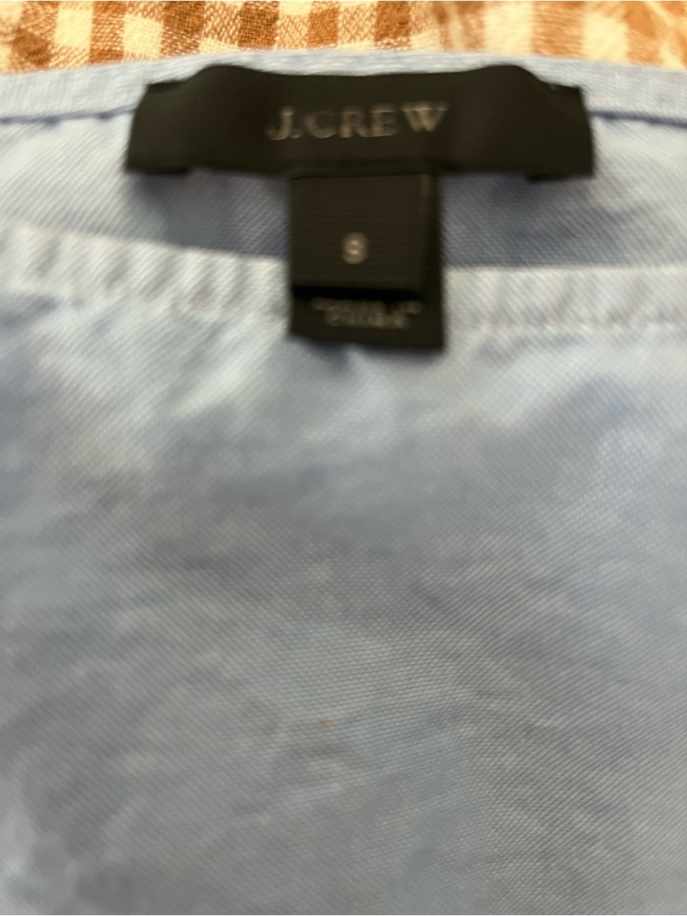 J. Crew Blue Cuffed Short Sleeve Cinched Waist Cotton Blouse (S) - Picture 4 of 4